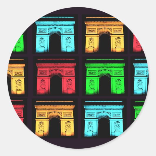 Arch De Triumph Collage Runder Aufkleber (Vorderseite)