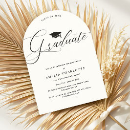 Arch der Schwarz-weißen Graduation Party für Elega Einladung