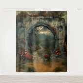 Arch Dracula Burg Gotisches Foto Stand Hintergrund Wandteppich (Vorderseite)