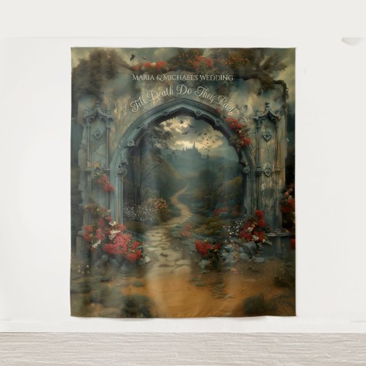 Arch Dracula Burg Gotisches Foto Stand Hintergrund Wandteppich (Vorderseite)