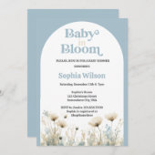 Arch Dusty Blue Baby in Bloom Baby Dusche Einladung (Vorne/Hinten)