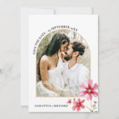 Arch Dusty rosa Wildblume Wedding Save the Date Einladung (Vorderseite)