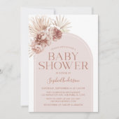 Arch Dusty Rose Boho Pampas Grass Kinderdusche Einladung (Vorderseite)