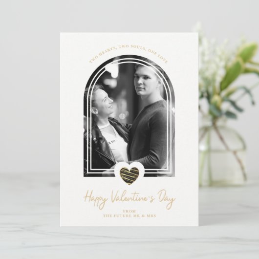 Arch Effect Black Heart Happy Valentine's Day Save The Date (Stehend Vorderseite)