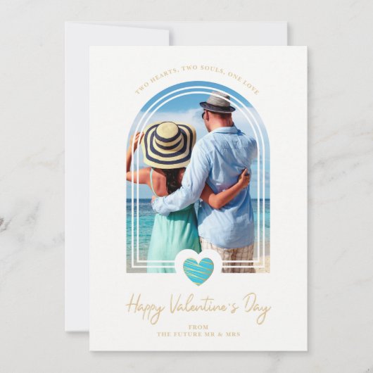 Arch Effect Blue Heart Happy Valentine's Day Save The Date (Vorderseite)