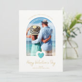 Arch Effect Blue Heart Happy Valentine's Day Save The Date (Stehend Vorderseite)