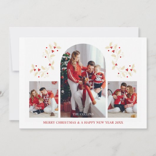 Arch Effect Christmas Branches 3 Photos Collage (Vorderseite)