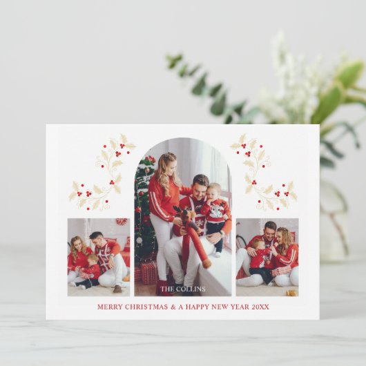 Arch Effect Christmas Branches 3 Photos Collage (Stehend Vorderseite)