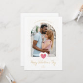 Arch Effect Pink Heart Happy Valentine's Day Photo Karte (Vorderseite/Rückseite Beispiel)
