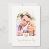 Arch Effect Pink Heart Happy Valentine's Day Photo Save The Date (Vorderseite)