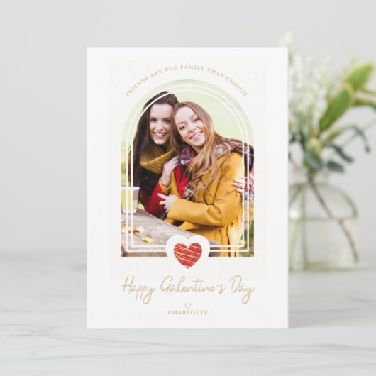 Arch Effect Red Heart Friends Happy Galentine's Karte (Stehend Vorderseite)