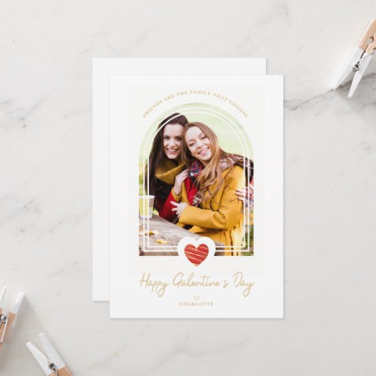 Arch Effect Red Heart Friends Happy Galentine's Karte (Vorderseite/Rückseite Beispiel)