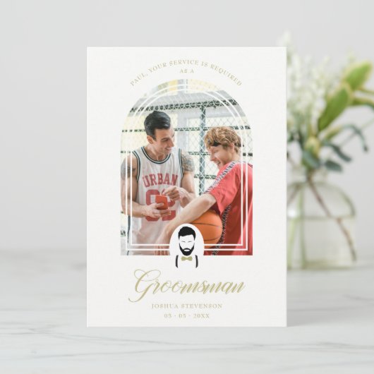 Arch Effect Trauzeuge Funny Wedding Simple Vorschl (Stehend Vorderseite)