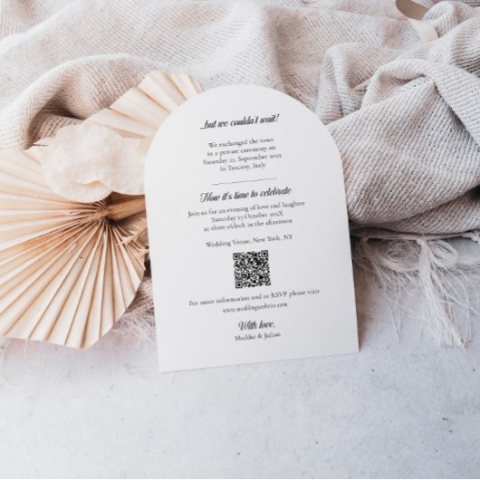 Arch Elopement Ankündigung mit Foto- und QR-Code