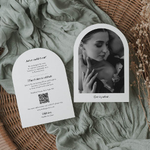 Arch Elopement Ankündigung mit Foto- und QR-Code