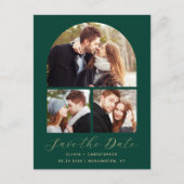 Arch-Emerald-Green-QR-Code mit 3 Fotos Save the Da Postkarte (Vorderseite)