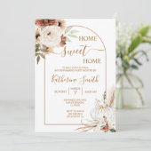 Arch Flora Boho Pumpkin Housewarming Party Einladung (Stehend Vorderseite)