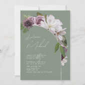 Arch Florals Wedding Sage Green D967 Einladung (Vorderseite)