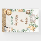 Arch Foliage Safari Party Tiere 1. Geburtstag Banner (Horizontal)
