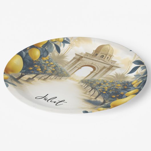 Arch Food Fun Frucht Limon Lemon Brautparty Pappteller (Schrägansicht)