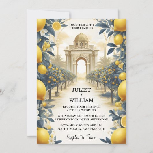 Arch Food Fun Frucht Limon Lemon Hochzeit Einladung (Vorderseite)
