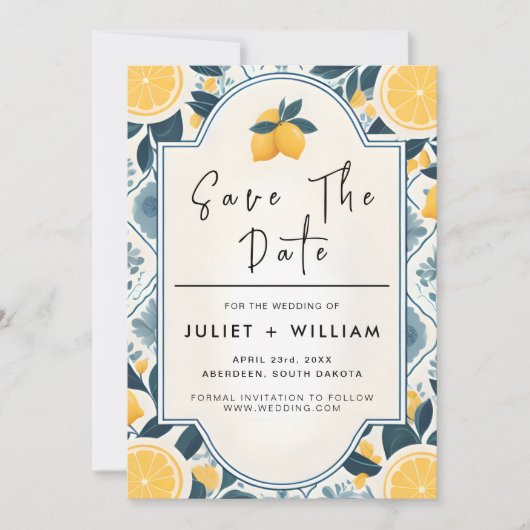 Arch Food Fun Frucht Limon Lemon Hochzeit Save The Date (Vorderseite)
