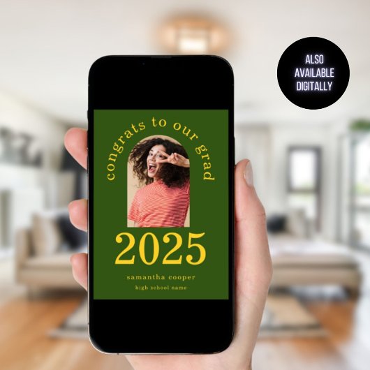 Arch Foto 2025 Grad Grün Gelber Abschluss Ankündigung