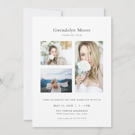 Arch-Foto-Abschluss-Ankündigung Karte Party (Rückseite)