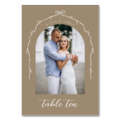 Arch Foto Beige Bow & Ribbon Wedding Tischnummer (Vorderseite)