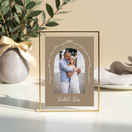 Arch Foto Beige Bow & Ribbon Wedding Tischnummer