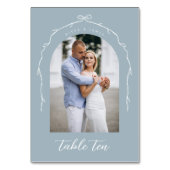 Arch Foto Blue Bow & Ribbon Wedding Tischnummer (Rückseite)