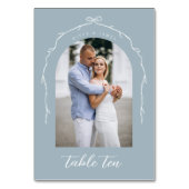 Arch Foto Blue Bow & Ribbon Wedding Tischnummer (Vorderseite)