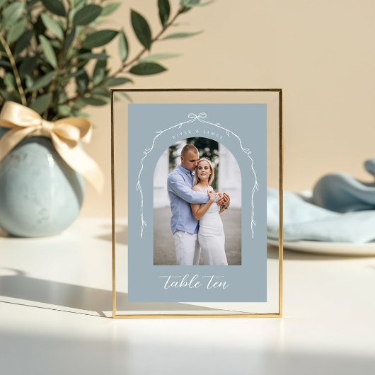 Arch Foto Blue Bow & Ribbon Wedding Tischnummer