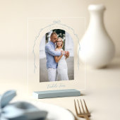Arch Foto Blue Bow & Ribbon Wedding Tischnummer Acrylschild