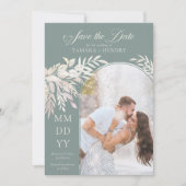 Arch Foto botanische Foliage Grün Save The Date (Vorderseite)