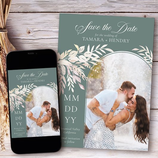 Arch Foto botanische Foliage Grün Save The Date