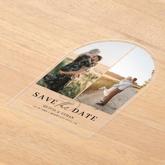 Arch Foto Calligrafy Wedding Save the Date Acryleinladungen (Ablage )