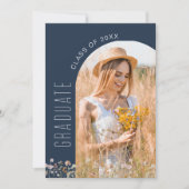 Arch-Foto der Navy Blue Wildblume Graduation Party Einladung (Vorderseite)