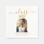 Arch Foto Elegante Gold Script Graduation Party Serviette (Vorderseite)