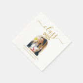 Arch Foto Elegante Gold Script Graduation Party Serviette (Ecke)