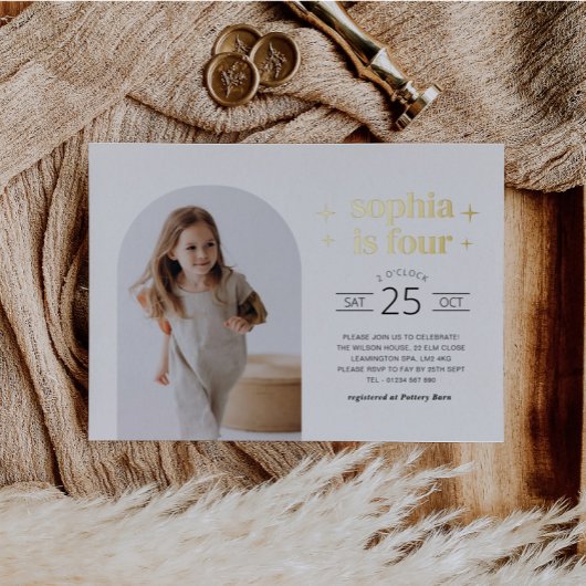 Arch Foto Geburtstag Einladung Landschaft Gold