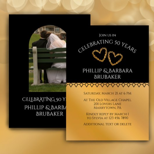 Arch Foto Golden 50th Wedding Anniversary Party Einladung
