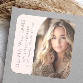 Arch-Foto hellrosa Abschluss Rücksendeadresse Quadratischer Aufkleber