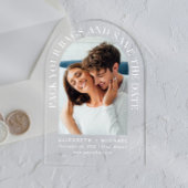 Arch-Foto-Hochzeit in Urlaubsort Save the Date Acryleinladungen