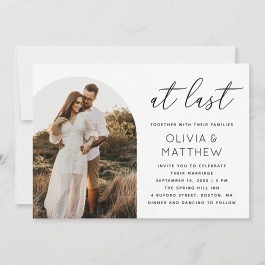 Arch Foto Hochzeit mit QR-Code | Letztes Skript Einladung (Vorderseite)