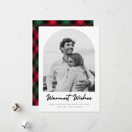 Arch Foto Kariert Couple Christmas Feiertagskarte (Vorderseite/Rückseite Beispiel)