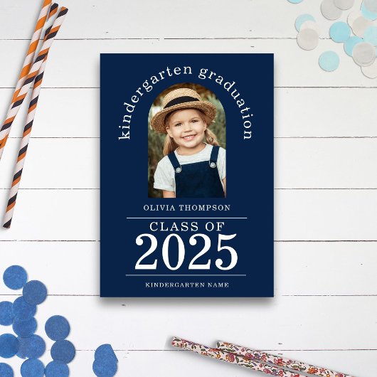 Arch Foto Kindergarten Graduate 2025 Navy Blue Ankündigung