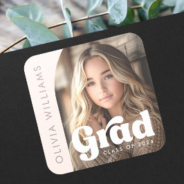 Arch Foto leicht rot Rosa Retro grad Abschluss Quadratischer Aufkleber