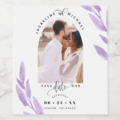 Arch Foto, Lila Blätter Hochzeiten speichern das D Weinetikett (Einzelnes Label)