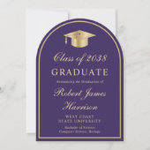 Arch Foto Lila Gold Abschluss Ankündigung (Vorderseite)